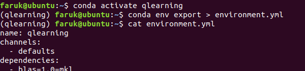 conda environment export
